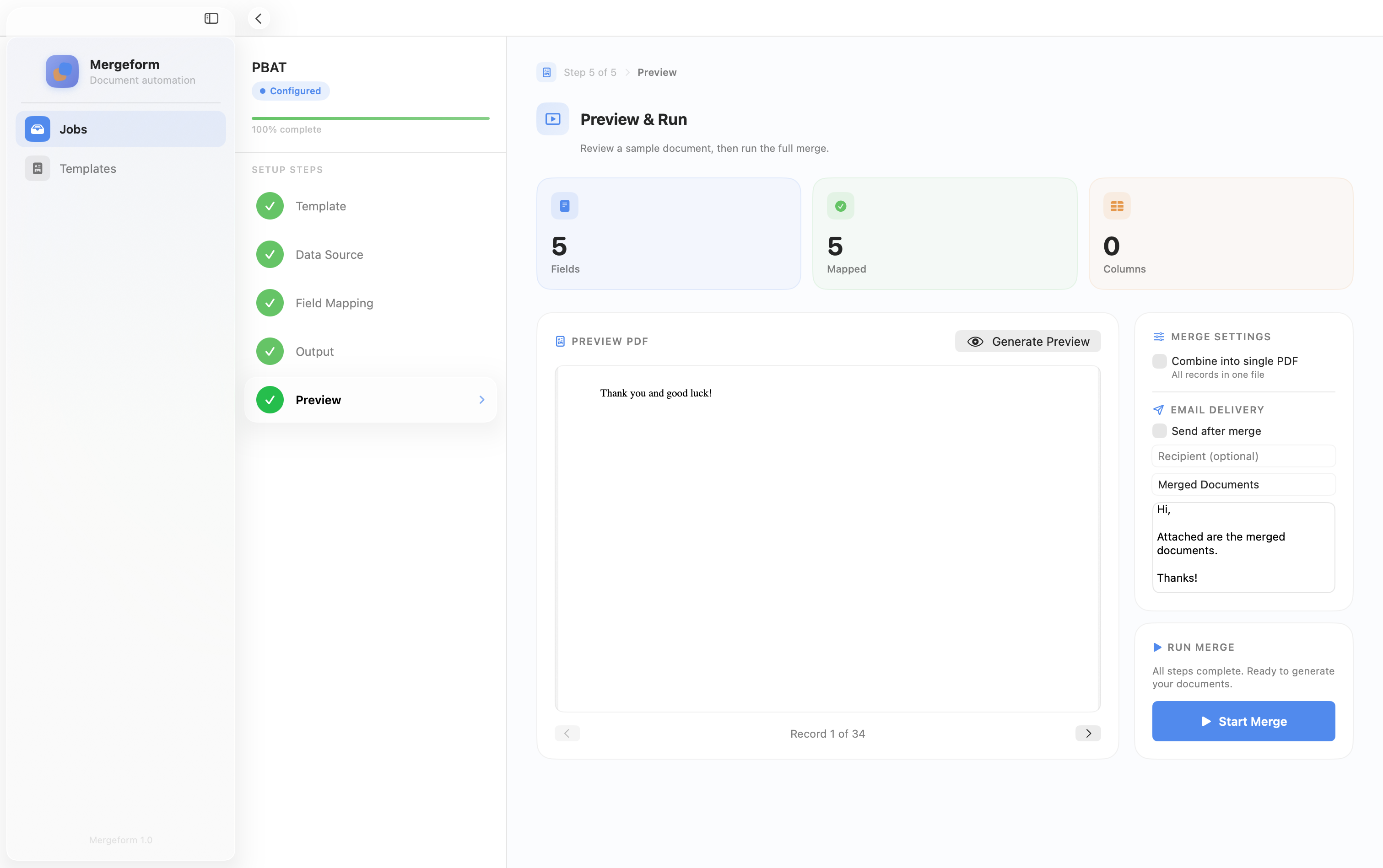 Mergeform screenshot